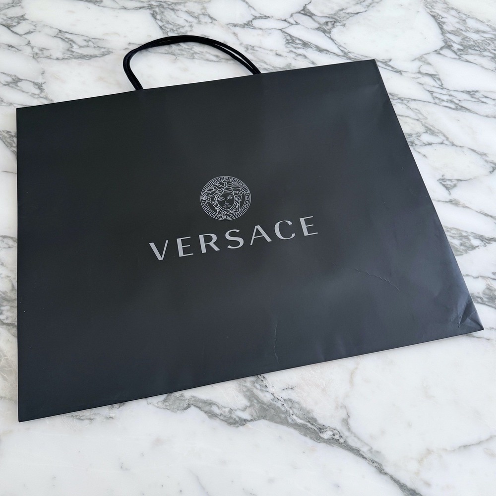 Versace Large Black Paper Shopping Bag Silver Medusa Logo 24.5x19.5x8 - Picture 4 of 5